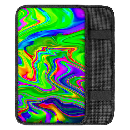 Green Abstract Liquid Trippy Print Car Center Console Cover