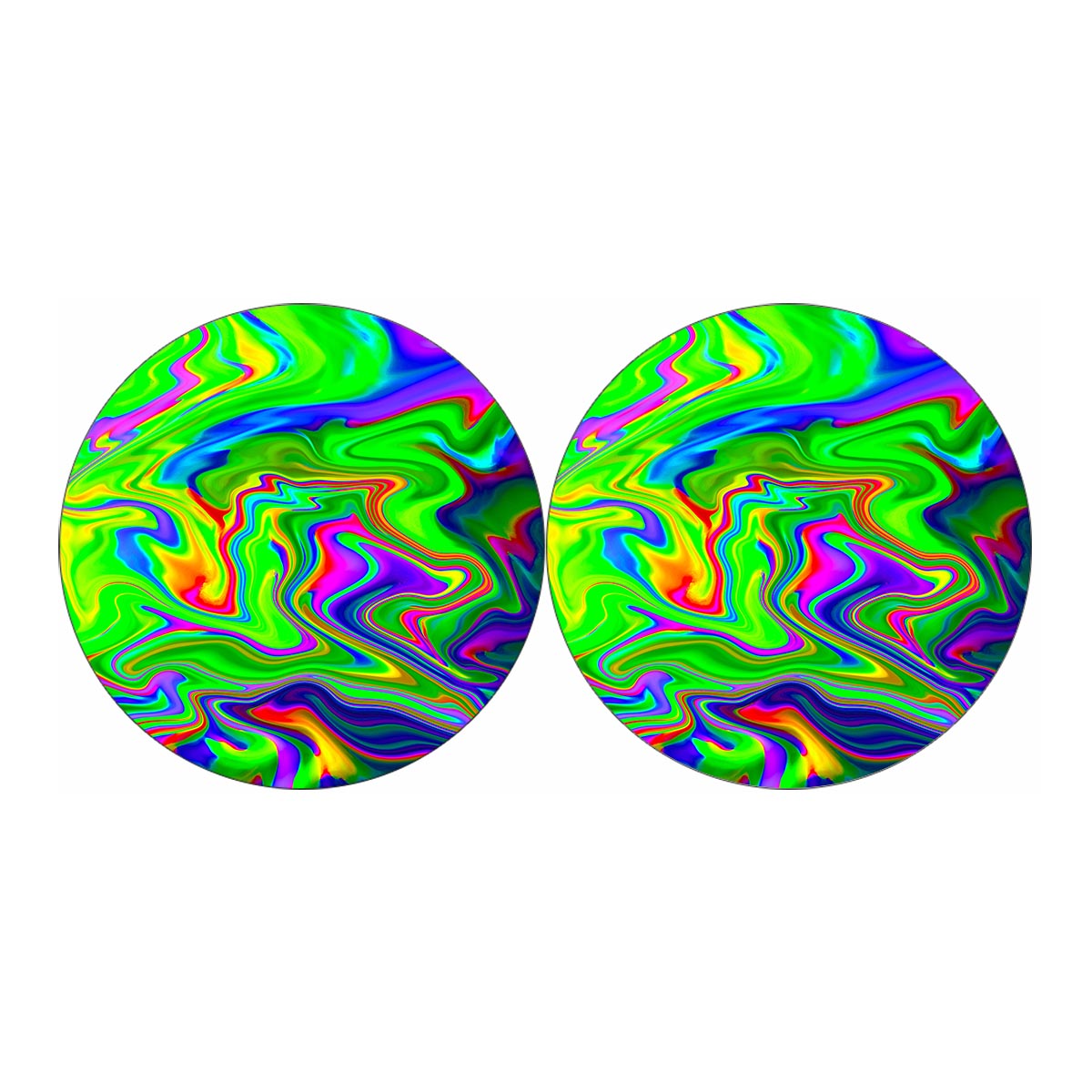 Green Abstract Liquid Trippy Print Car Coasters