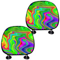 Green Abstract Liquid Trippy Print Car Headrest Covers