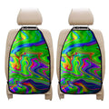 Green Abstract Liquid Trippy Print Car Seat Organizers