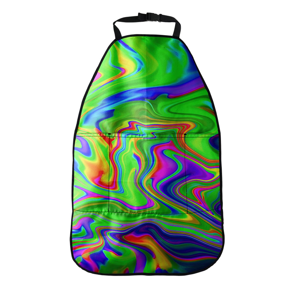 Green Abstract Liquid Trippy Print Car Seat Organizers