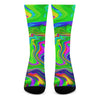 Green Abstract Liquid Trippy Print Crew Socks