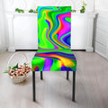 Green Abstract Liquid Trippy Print Dining Chair Slipcover