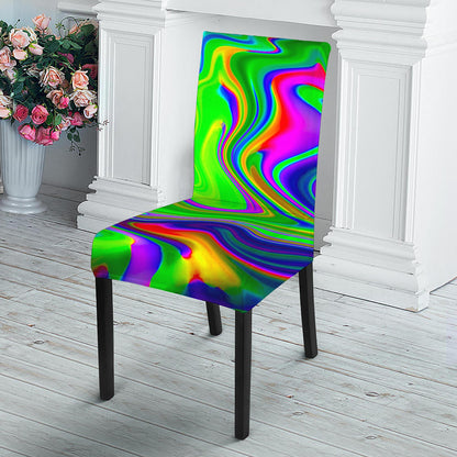 Green Abstract Liquid Trippy Print Dining Chair Slipcover