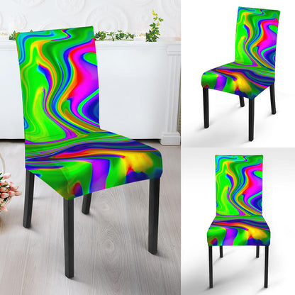 Green Abstract Liquid Trippy Print Dining Chair Slipcover