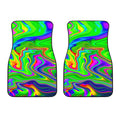 Green Abstract Liquid Trippy Print Front Car Floor Mats