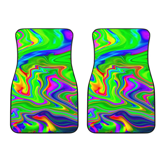 Green Abstract Liquid Trippy Print Front Car Floor Mats