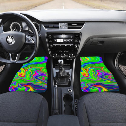 Green Abstract Liquid Trippy Print Front Car Floor Mats
