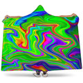 Green Abstract Liquid Trippy Print Hooded Blanket