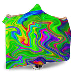 Green Abstract Liquid Trippy Print Hooded Blanket