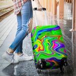 Green Abstract Liquid Trippy Print Luggage Cover GearFrost