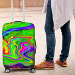 Green Abstract Liquid Trippy Print Luggage Cover GearFrost