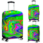 Green Abstract Liquid Trippy Print Luggage Cover GearFrost