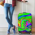 Green Abstract Liquid Trippy Print Luggage Cover