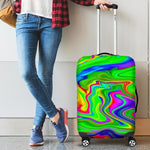 Green Abstract Liquid Trippy Print Luggage Cover GearFrost