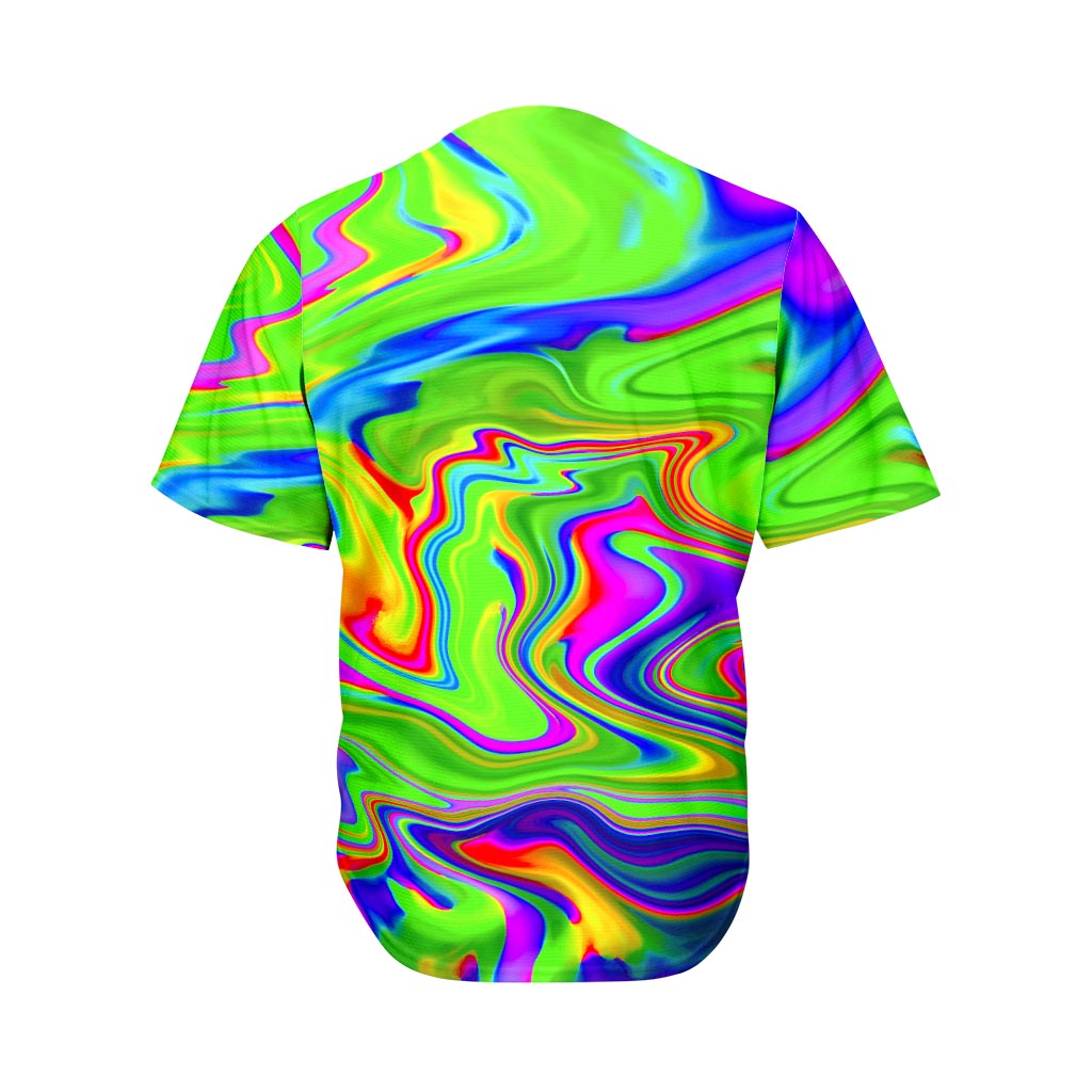 Green Abstract Liquid Trippy Print Men's Baseball Jersey