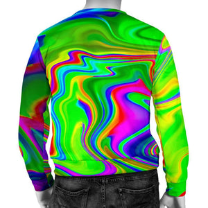 Green Abstract Liquid Trippy Print Men's Crewneck Sweatshirt GearFrost