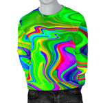 Green Abstract Liquid Trippy Print Men's Crewneck Sweatshirt GearFrost