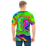 Green Abstract Liquid Trippy Print Men's T-Shirt