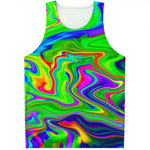 Green Abstract Liquid Trippy Print Men's Tank Top