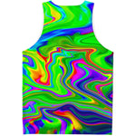 Green Abstract Liquid Trippy Print Men's Tank Top