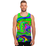 Green Abstract Liquid Trippy Print Men's Tank Top