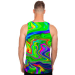 Green Abstract Liquid Trippy Print Men's Tank Top