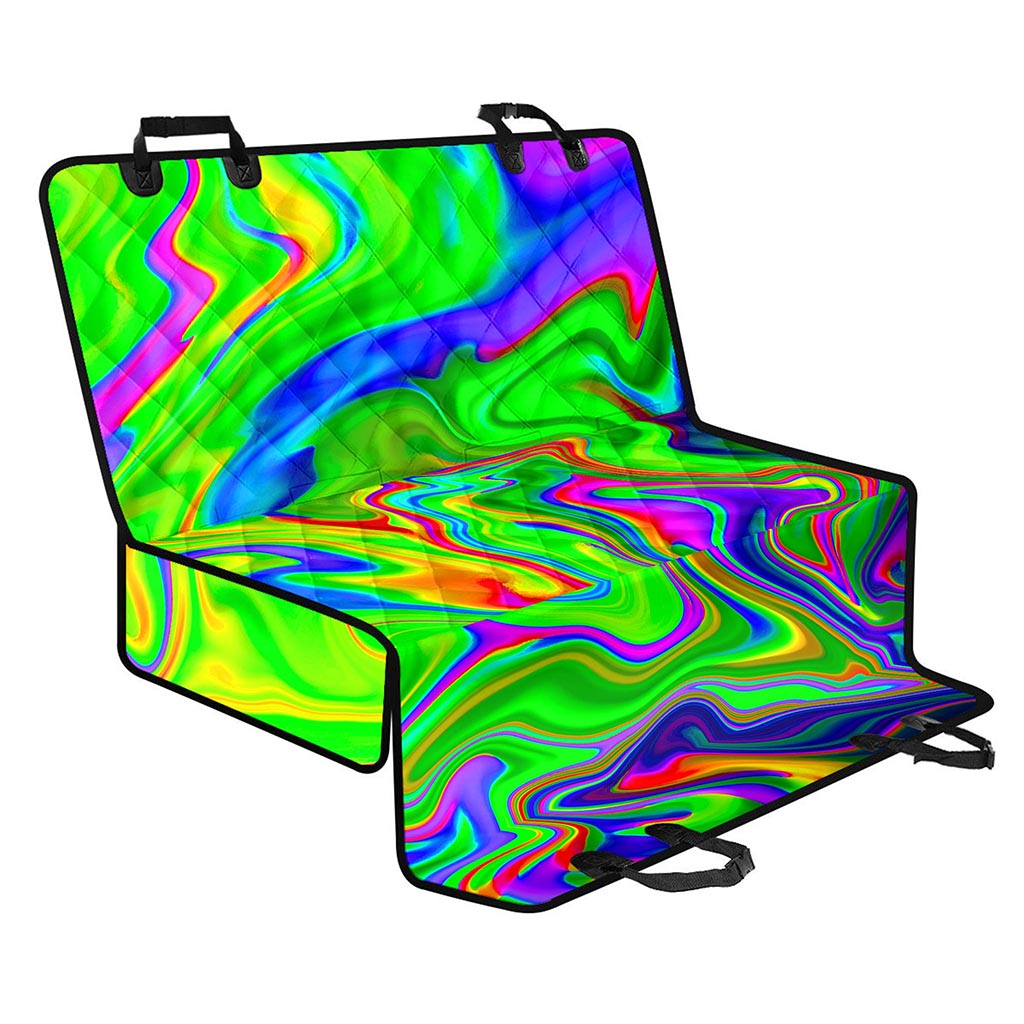 Green Abstract Liquid Trippy Print Pet Car Back Seat Cover