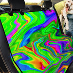 Green Abstract Liquid Trippy Print Pet Car Back Seat Cover
