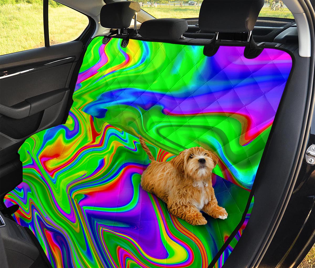 Green Abstract Liquid Trippy Print Pet Car Back Seat Cover