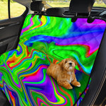 Green Abstract Liquid Trippy Print Pet Car Back Seat Cover