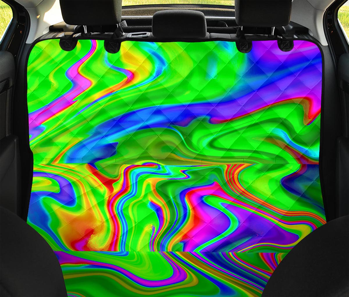 Green Abstract Liquid Trippy Print Pet Car Back Seat Cover