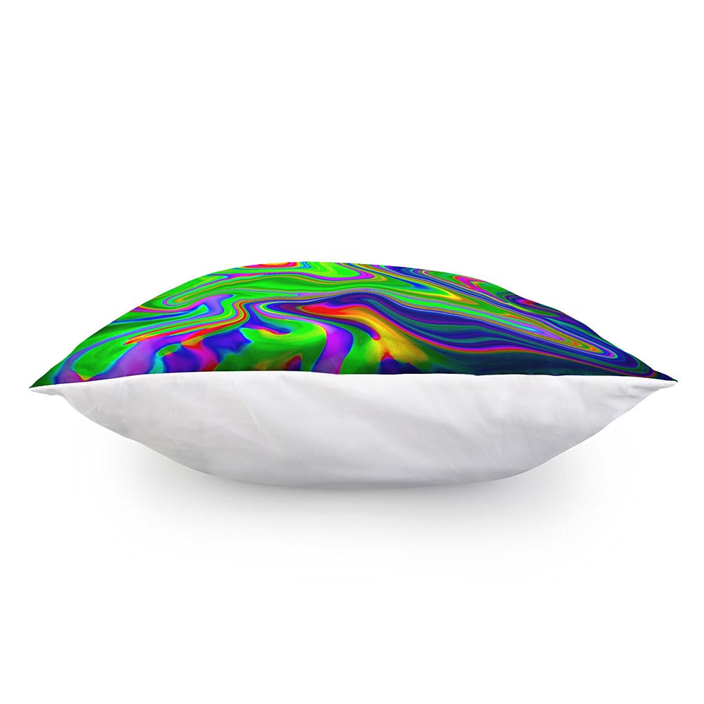 Green Abstract Liquid Trippy Print Pillow Cover