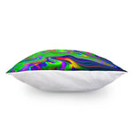Green Abstract Liquid Trippy Print Pillow Cover
