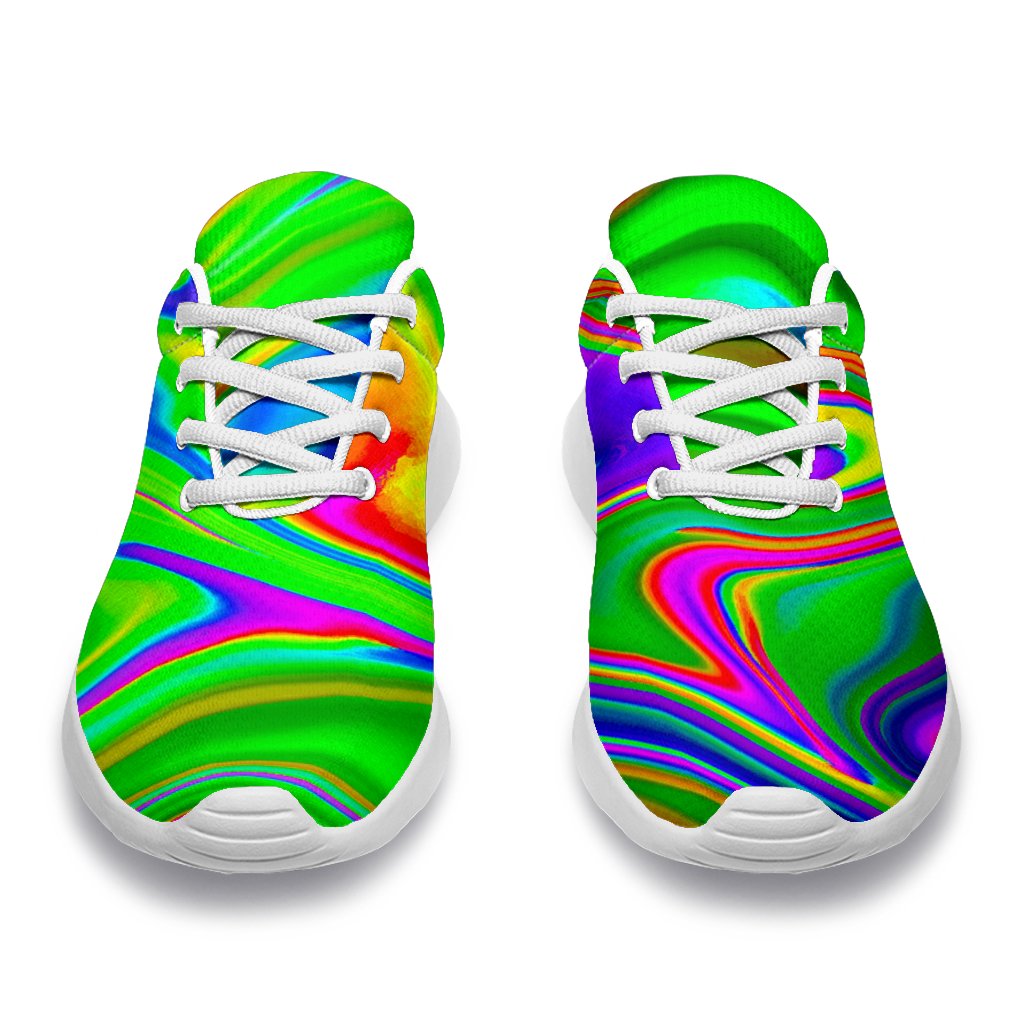 Green Abstract Liquid Trippy Print Sport Shoes GearFrost