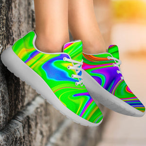 Green Abstract Liquid Trippy Print Sport Shoes GearFrost