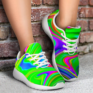 Green Abstract Liquid Trippy Print Sport Shoes GearFrost