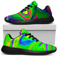 Green Abstract Liquid Trippy Print Walking Shoes