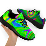 Green Abstract Liquid Trippy Print Sport Shoes GearFrost