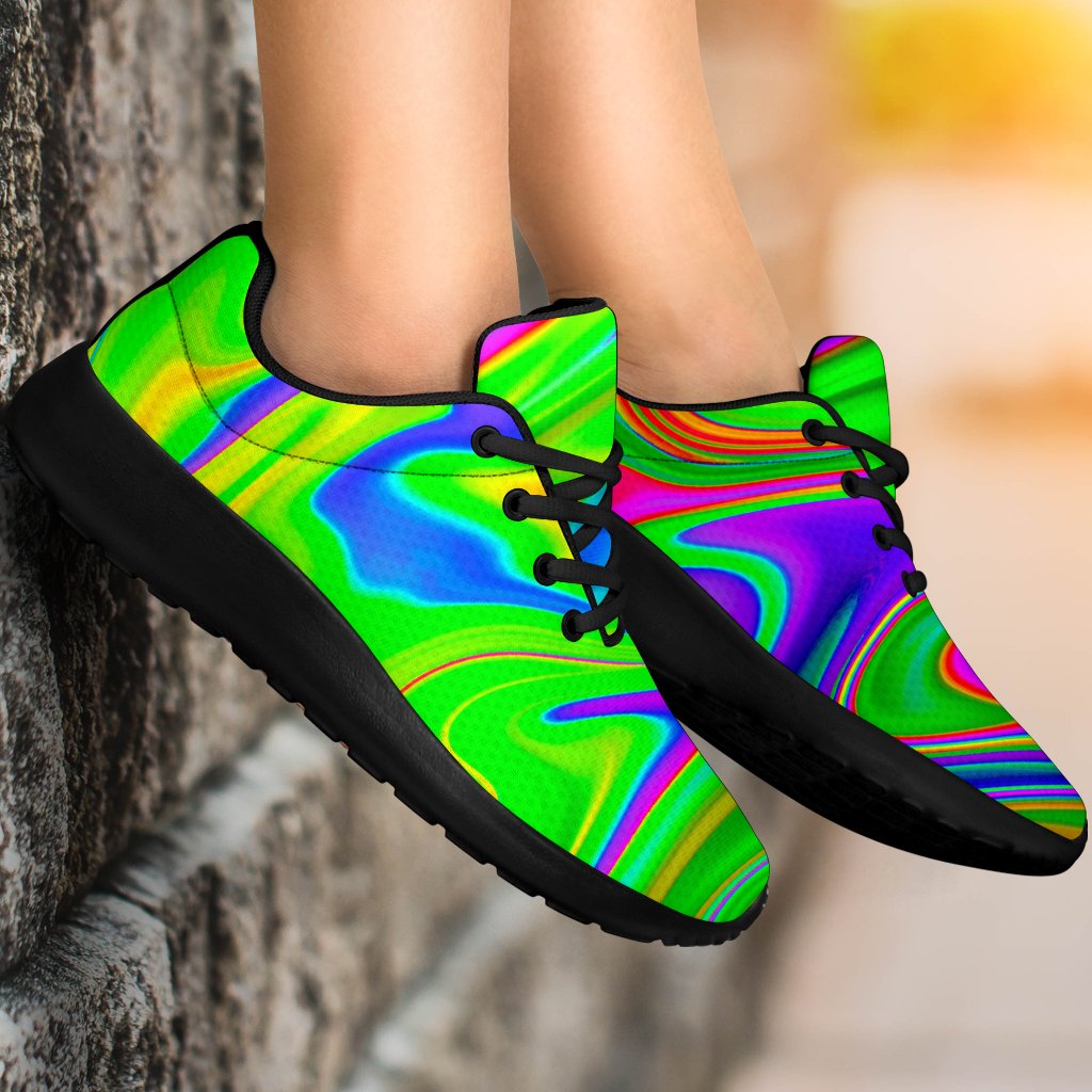 Green Abstract Liquid Trippy Print Sport Shoes GearFrost