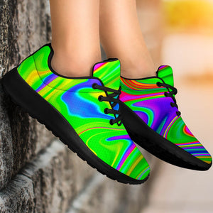 Green Abstract Liquid Trippy Print Sport Shoes GearFrost