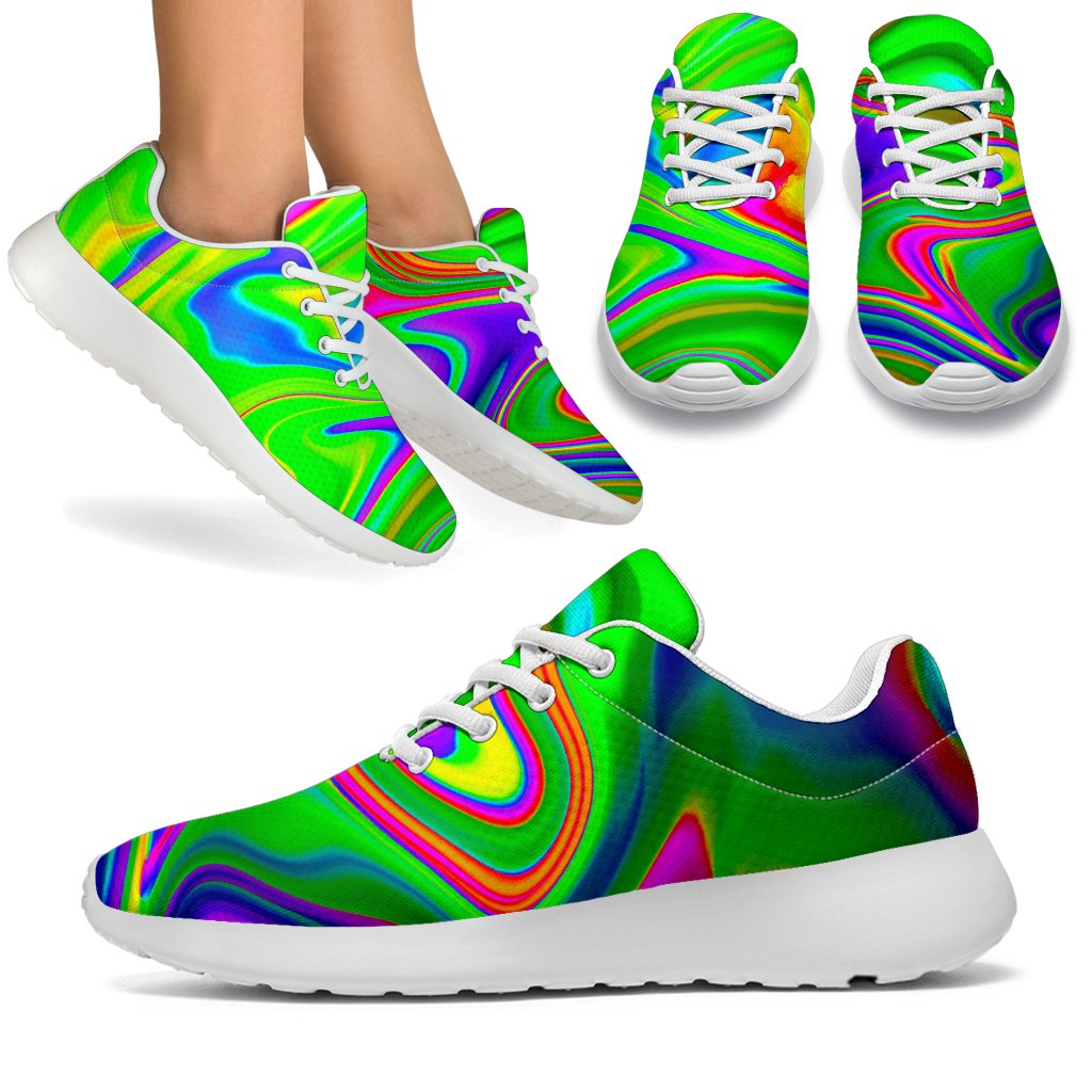 Green Abstract Liquid Trippy Print Sport Shoes GearFrost