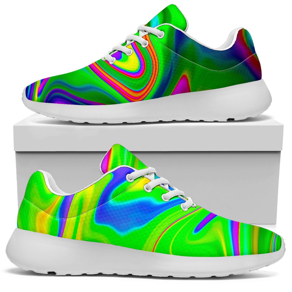 Green Abstract Liquid Trippy Print Sport Shoes GearFrost