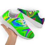 Green Abstract Liquid Trippy Print Sport Shoes GearFrost