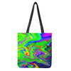 Green Abstract Liquid Trippy Print Tote Bag