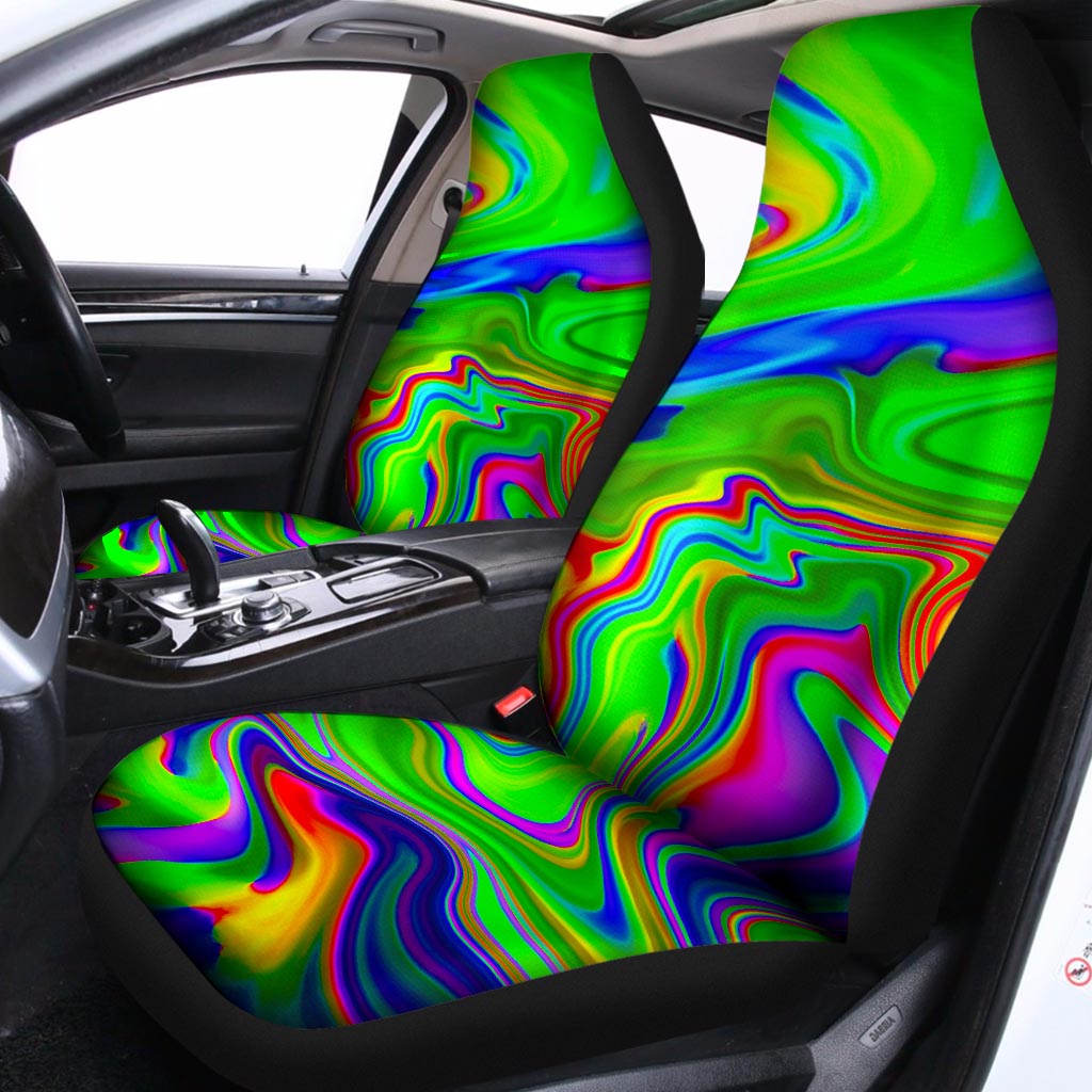 Green Abstract Liquid Trippy Print Universal Fit Car Seat Covers