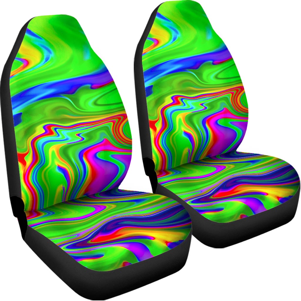 Green Abstract Liquid Trippy Print Universal Fit Car Seat Covers