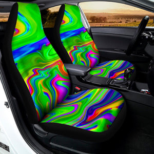 Green Abstract Liquid Trippy Print Universal Fit Car Seat Covers