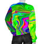 Green Abstract Liquid Trippy Print Women's Crewneck Sweatshirt GearFrost