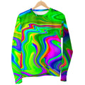 Green Abstract Liquid Trippy Print Women's Crewneck Sweatshirt